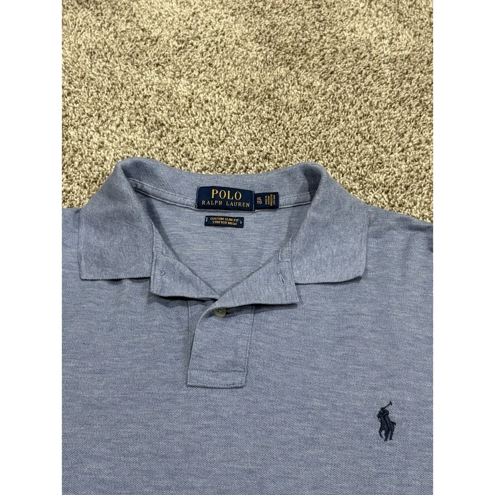 Polo Ralph Lauren Mens Size XL Custom Slim Fit Stretch Short Sleeve Polo Blue